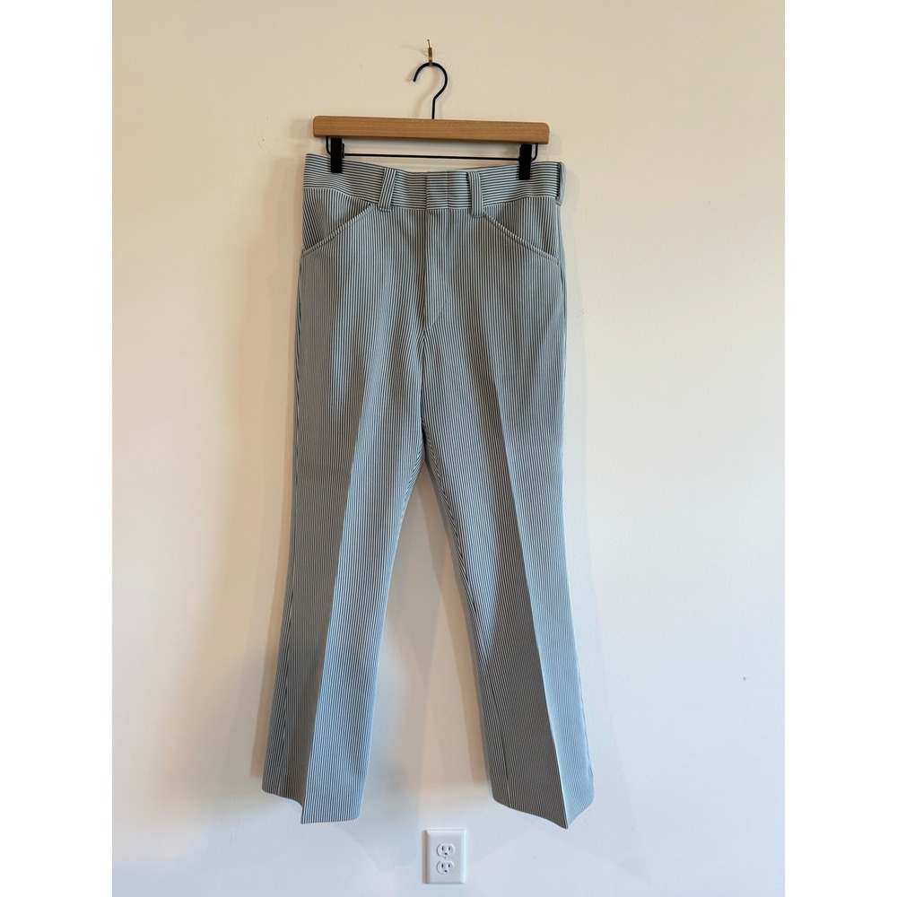 Vintage 70s McGregor Blue White Striped Polyester Talon Zip Mens 32 Waist